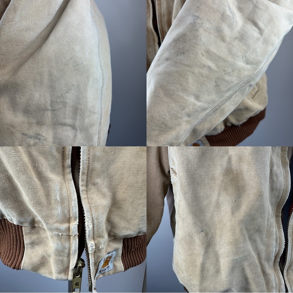 Distressed Carhartt Santa Fe Canvas Duck Coat Red Quilt Men's Size 2XL J13 BRN - Picture 13 of 15